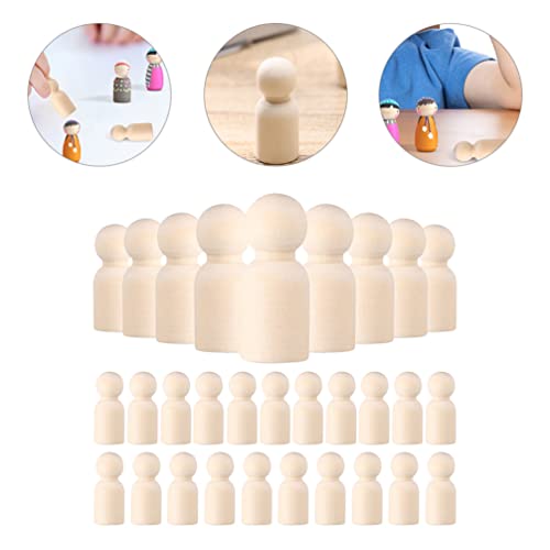 Gadpiparty 30pcs Unfinished Wood Peg Dolls Small Wooden Sculpture DIY Painting Wooden Ornament Craft Children Toys for New Year Festival Decorations Gadpiparty