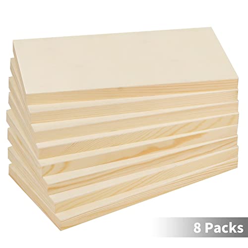 ADXCO 8 Pack Wood Panels 6 x 12 inch Wooden Canvas Board Unfinished Wooden Panel Boards for Painting, Arts, Pouring Use with Oils, Acrylics ADXCO