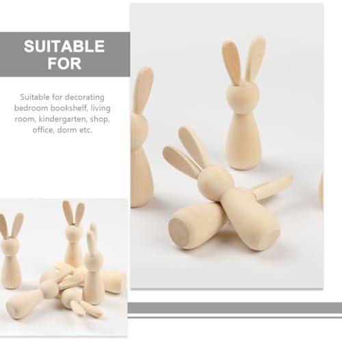 Abaodam Wood Peg Dolls 6Pcs Unfinished Wooden Bunny Rabbit Figurines to Paint DIY Wood Rabbit Ornaments Crafts Toys Rabbit Peg Doll Figure Desktop Abaodam
