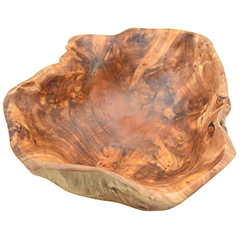 JFFLYIT Creative Wood Bowl Root Carved Bowl Handmade Natural Real Wood Candy Serving Bowl (12"-14")