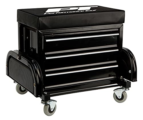Performance Tool W85025 3-Drawer Rolling Tool Chest Seat With Magnetic Side Trays