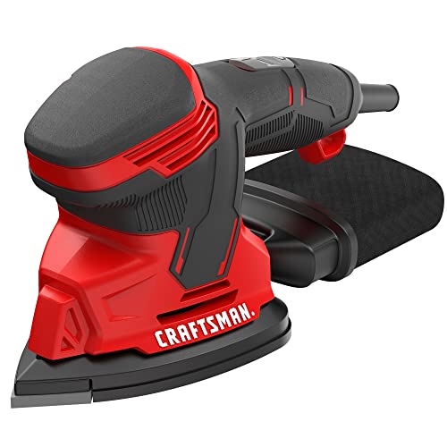 CRAFTSMAN Detail Sander, Corded Mouse Sander for Woodworking, Includes 2 Attachments, Sandpaper Sheets and Dust Bag (CMEW210) Craftsman
