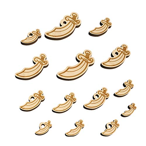 Scimitar Curved Pirate Sword Mini Wood Shape Charms Jewelry DIY Craft - 30mm (6pcs) - with Hole Sniggle Sloth