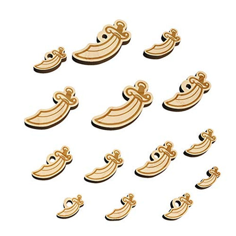 Scimitar Curved Pirate Sword Mini Wood Shape Charms Jewelry DIY Craft - 30mm (6pcs) - with Hole Sniggle Sloth