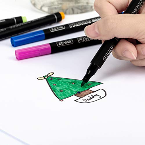 ZEYAR Permanent Markers Fabric Art Pens, Great on Bags, Shoes, T-shirts & Other Fabric Paint Materials - Child Safe & Non-Toxic For Washable Art and ZEYAR