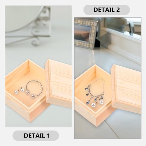 Unomor Unfinished Wooden Box with Lid Small Wood Boxes 19.5cm Natural Pine Wooden Case Rustic Trinket Box Gift Boxes Memory Keepsake Box Jewelry Unomor