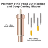 Premium Deep Cut Housing and Blades, karmiero Fine Point Cut Housing + 5Pcs Deep Point Blades, Cutting Thick Materials for Cricut Maker and Explore karmiero
