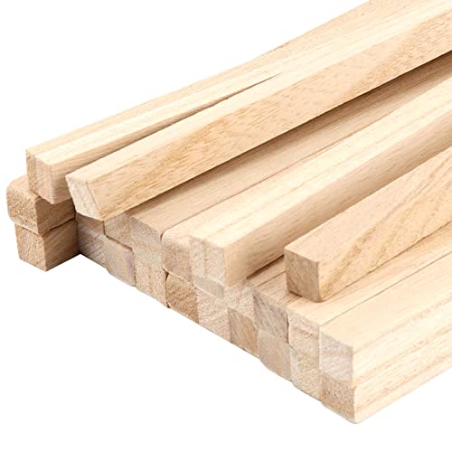 TAICHEUT 60 Pack 1/2" X 12" Unfinished Wooden Square Dowel Rod, Hardwood Wood Strips Balsa Wood Sticks for Painting, Coloring, DIY Crafts and Model