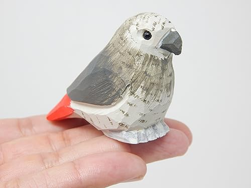 Selsela Grey African Parrot Wood Ornament Bird Hanging Animal Figurine Handmade Carved Decoration Selsela