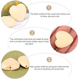 EXCEART 20Pcs Log Color Peach Heart Wooden Shapes to Paint Wooden Loose Beads Heart Wooden Embellishments Wooden Hearts for Wood Heart Cutouts Wood EXCEART