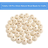 150pcs 25MM Wood Beads Natural Unfinished Round Wooden Loose Beads Wood Spacer Beads for Craft Making Decorations and DIY Crafts pojah