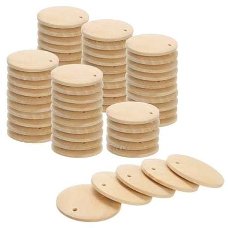 uxcell Round Wooden Discs, 60Pcs 30mm - Log Unfinished Wood Circles with Holes, Wood Ornaments for Crafts, DIY Jewelry Accessories, Birthday Board uxcell