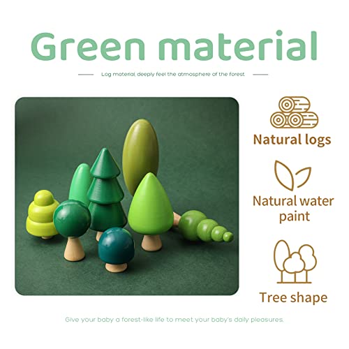 Youuys Wooden Craft Forest Trees Toys, 8 Pcs Finished Scene Mini Tree Kit Craft Set - Cake Topper - for Early Educational Preschool Classroom Project Youuys