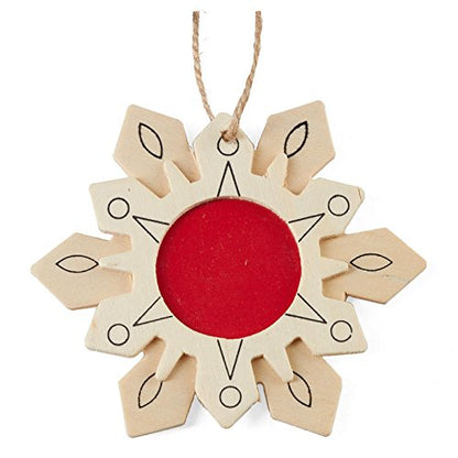 12 Unfinished Wood Snowflake Christmas Ornaments with Photo Insert - WoodArtSupply