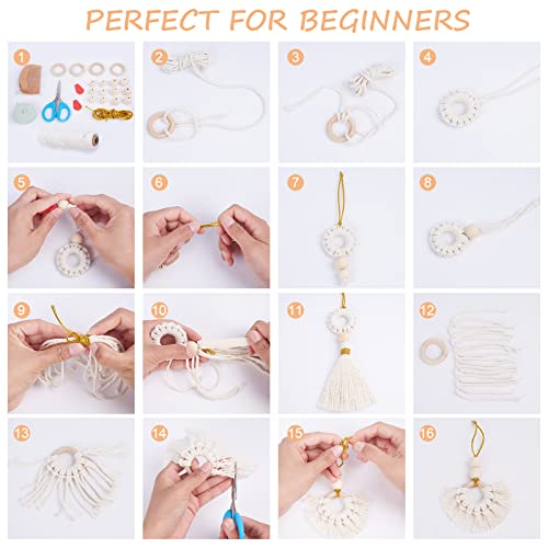 FREEBLOSS 6 Set Christmas Macrame Kit for Beginners Christmas Tree Hanging Ornaments for Holiday Wall Hanging FREEBLOSS