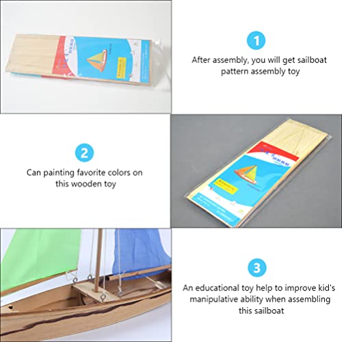 Gadpiparty 1Set DIY Wooden Sailboat Model Kits, Wood Boat Craft Model Boat Building Activities Woodcrafts Education Puzzle Toy for Kids Party Favors Gadpiparty