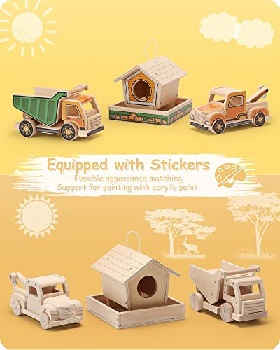 SainSmart Jr. Woodworking Building Kit, 3-in-1 Kids STEM Projects Set, DIY Wood Crafts Assembly Toys with Different Combinations for Boys and Girls SainSmart Jr.