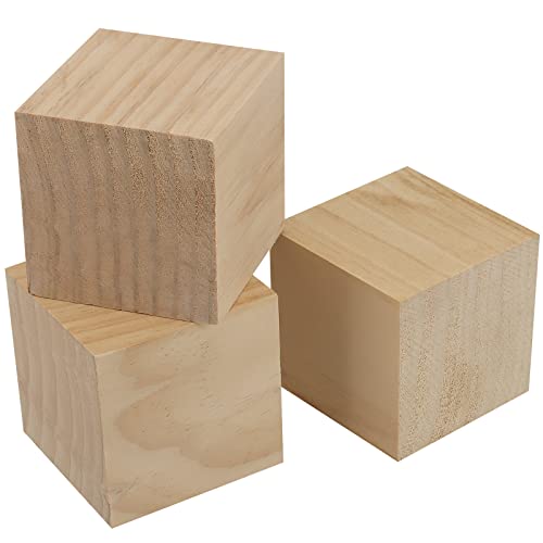 HOZEON 8 PCS 3 Inch Wooden Cubes, Natural Unfinished Wood Blocks, Large Wood Square Blocks for Crafts, Painting, Puzzle Making, Decorating, DIY - WoodArtSupply