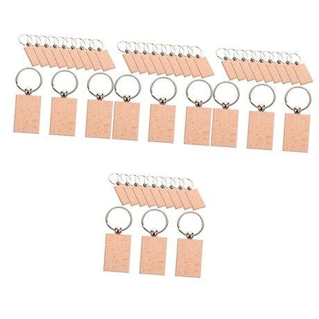 Kisangel 48 pcs Wooden Keychain Unfinished Wood Key Tag Key Chains Blank Wood Personalized Key Chain Keychain Craft Wooden Discs for Crafts with Kisangel