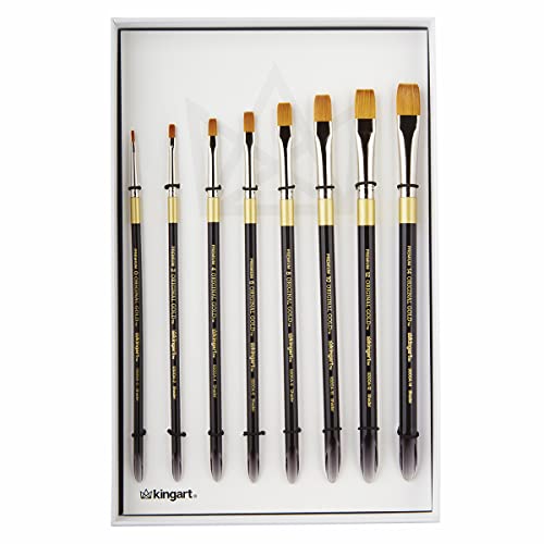 KINGART Original Gold Aqua Acrylic Handle 9300A Series, Beveled Edge Scraper, Premium Golden Taklon,100% Synthetic, Multimedia Artist Brushes, Gift KINGART
