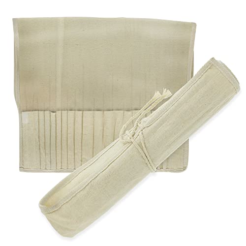 U.S. Art Supply 24-Piece Oil & Acrylic Artist Paint Brush Set with Long Handles, Canvas Brush Organizer Holder Roll-Up - Round, Flat Tips, Use for U.S. Art Supply