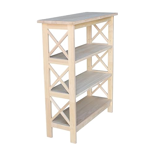 International Concepts 3-Tier X-Sided Bookcase, Unfinished