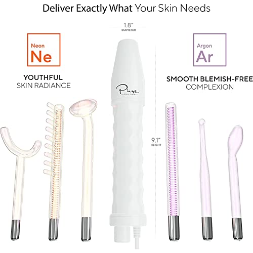 NuDerma Professional Skin Therapy Wand - Portable Skin Therapy Machine with 6 Neon & Argon Wands – Boost Your Skin – Clear Firm & Tighten Pure Daily Care