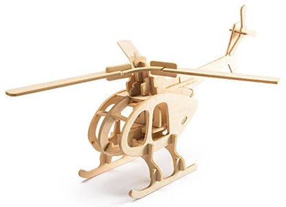 3D Wooden Puzzle Helicopter Model Creative Puzzle Model Kits DIY Toys 32-Piece Build Car Kit - WoodArtSupply