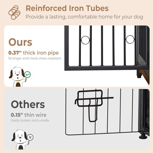 Lyromix 70.86'' Dog Crate Furniture Large Breed TV Stand with Cushion & Double Rooms,Wooden Dog Kennel Dog Crate End Table with Removable Divider for Lyromix