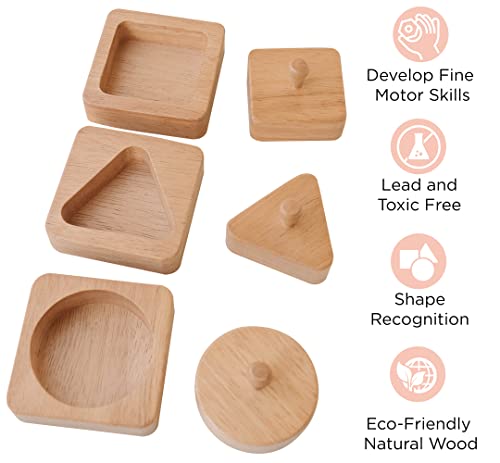Montessori Shape Puzzle - Baby Puzzles 6-12 Months - Baby's First Puzzle - Knob Wooded Puzzles for Infant and Toddler - Geometric Shapes Puzzle - Montessori & Me