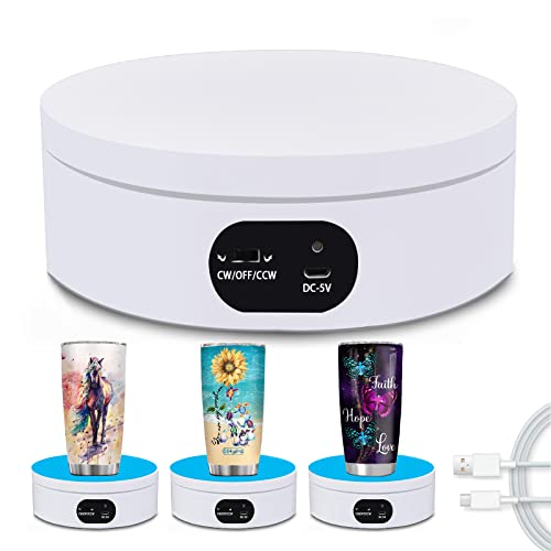 YVV Turner Cup Rotating Display Stand for Epoxy Glitter Tumbler, 360 Degree Automatic Mute Rotating Turntable for Photography Products Tumbler Making - WoodArtSupply