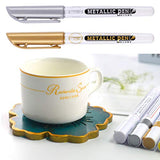 6Pc Gold Silver Epoxy Resin Drawing Pen Gold Leafing Point Pen Marker Acrylic Paint Highlights Metallic Permanent Marker Silicone Molds epoxy resin W-LOVE