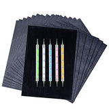 200 Sheets Carbon Paper Black Graphite Paper Transfer Tracing Paper and 5 Pieces Ball Embossing Styluses for DIY Woodworking, Paper, Canvas and Other Ueerdand