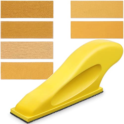 BBTO Micro Sander Kit 3.5x1 Inch Mini for Small Projects, Detail Handle Sanding Tools, 120 Sheets Sandpaper Wood P80, P120, P180, P240, P400, P600 - WoodArtSupply