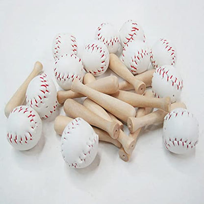 UUYYEO 20 Pcs Unfinished Mini Wooden Baseball Bats Unpainted Baseball Bat Beads for Keychains DIY Craft Projects