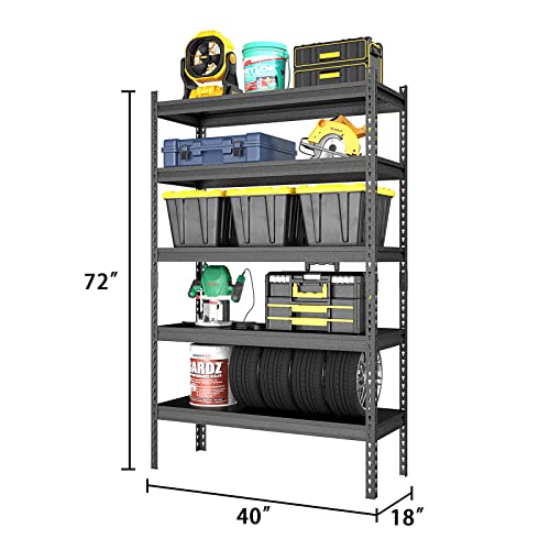SDXYSTCE 5-Tier Garage Shelving Unit Heavy Duty,40”W x 18”D x 72”H All Metal Storage Shelves，2200 lbs Load Capacity Adjustable Sturdy Shelves for SDXYSTCE