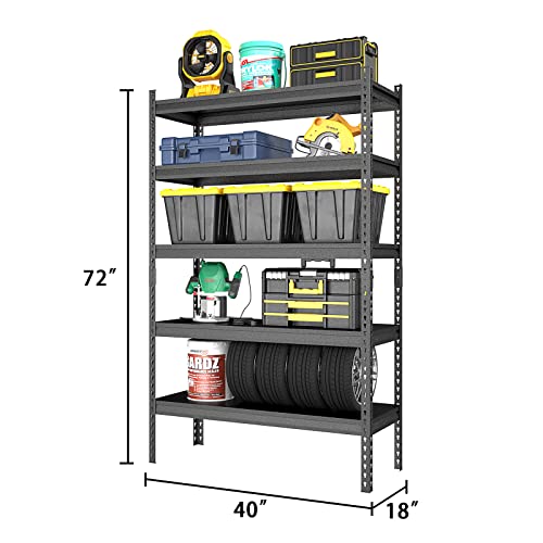 SDXYSTCE 5-Tier Garage Shelving Unit Heavy Duty,40”W x 18”D x 72”H All Metal Storage Shelves，2200 lbs Load Capacity Adjustable Sturdy Shelves for - WoodArtSupply