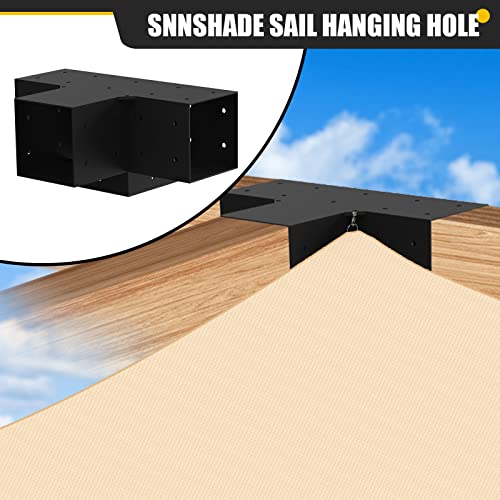 Kinchoix 6x6 Woodworks Pergola Brackets Kit, 4-Way Corner Extension Brackets, Black Powder Coated, 6x6 Metal Brackets for Wood Beams, Fence, Shed and Kinchoix