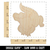 Crocodile Alligator Cute Unfinished Wood Shape Piece Cutout for DIY Craft Projects - 1/4 Inch Thick - 4.70 Inch Size Sniggle Sloth