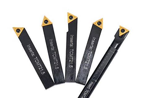 Accusize Industrial Tools 3/8" 5ps/set Indexable Turning Tool Set (4Ps turning + 1 PC boring), 2386-0038 Accusize Industrial Tools