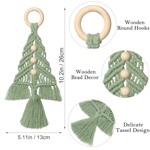 Dremisland Christmas Tree Decoration 3 Set Macrame Christmas Tree Decorative Hanging Ornaments Assembled Macrame Kits Boho Wall Hanging Decor for - WoodArtSupply