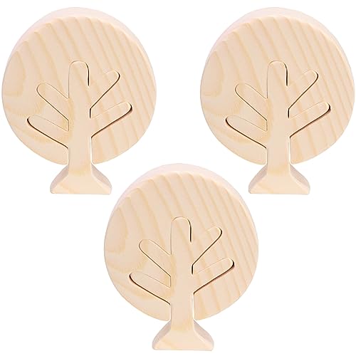 Unpainted Wood Tree Figures - Set of 3 - Handmade Craft Blanks - 3.9-inch Height - Unfinished Wood Craft Supplies - Ideal for DIY Projects, Interior