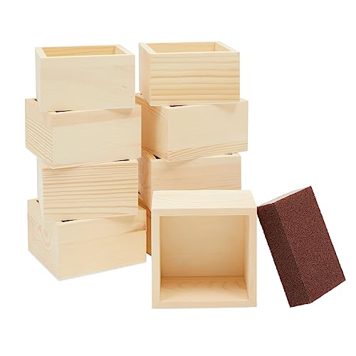 Bright Creations 10 Unfinished Small Wooden Boxes for Crafts with 1 Sanding Sponge (4 In, 11 Pieces) Bright Creations