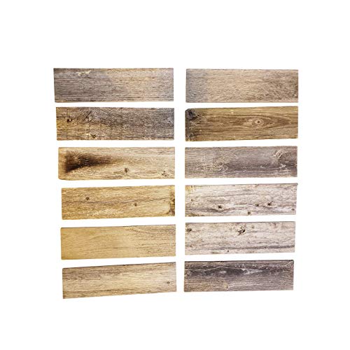 Rustic Weathered Reclaimed Wood Planks for DIY Crafts, Projects and Decor (12 Planks - 12" Long)