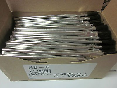 LOT of ~ 24~6" L 3/8" Wide Metal Handle Acid Brushes Brush Made in The USA Unknown
