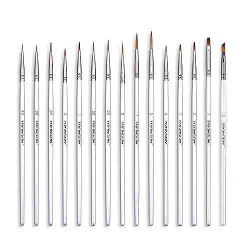 Transon Fine Detail Paint Brush Set 15pcs for Miniature Models Craft Painting Body Painting with Acrylic Gouache Watercolor Tempera and Oil Paint TRANSON