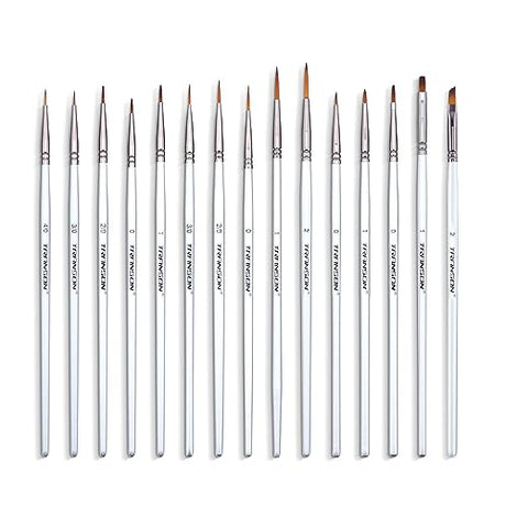 Transon Fine Detail Paint Brush Set 15pcs for Miniature Models Craft Painting Body Painting with Acrylic Gouache Watercolor Tempera and Oil Paint TRANSON