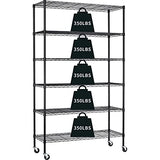 HCY Garage Shelving, 82x48x18 Metal Shelves 6 Tier Wire Shelving Unit Adjustable Heavy Duty Sturdy Steel Shelving with Casters for Pantry Garage HCY