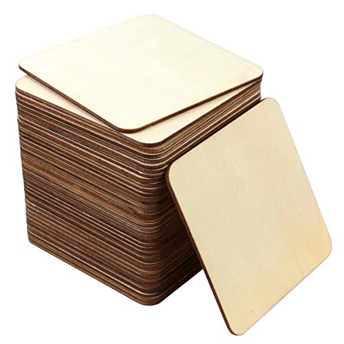 SKPPC 40Pcs Unfinished Laser Engraving Carving Blank Wood Pieces for Painting, Coasters, DIY Arts Craft Project, Staining and Decorations - WoodArtSupply