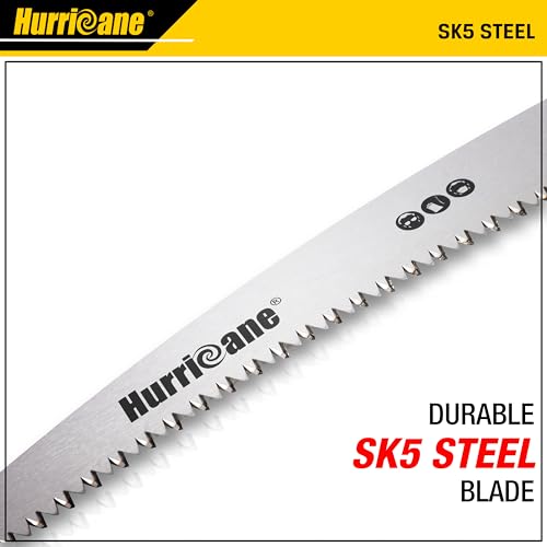 HURRICANE Pruning Saw, 10 Inch, Folding Hand Saw with SK5 Curved Blade, Triple-cut Razor Teeth, Heavy Duty Hand Saw for Tree Wood Cutting, Camping HURRICANE